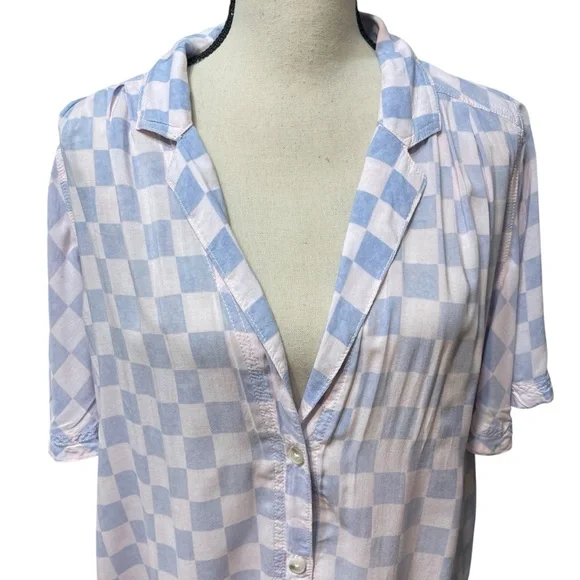 Free People Cotton Candy Easy Living Checker board Button Down Skirt Skater - Picture 8 of 14